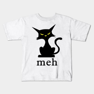 Meh Black Cat Halloween Kids T-Shirt